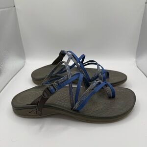 Chaco Women's Sz 8 Strappy Blue Sandals Water-Shoes Hiking Adjustable Flip Flop